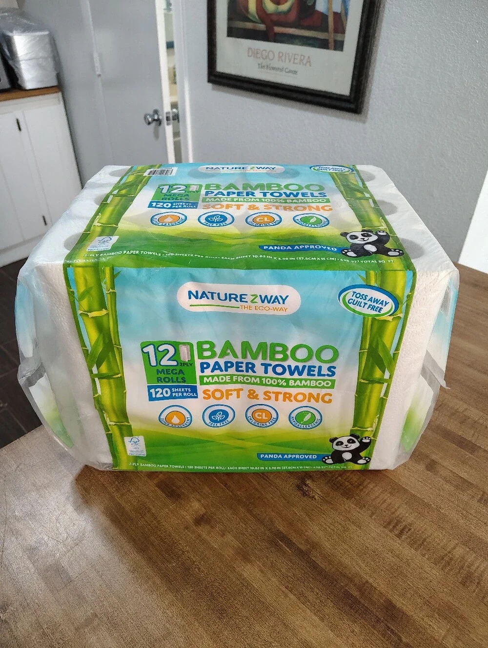 Naturezway Premium Quality Bamboo Disposable Paper Towels 12 MEGA ROLLS 120 Shee